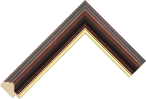 Corner sample of Walnut Spoon Ayous Frame Moulding