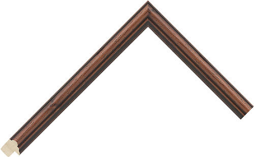 Corner sample of Walnut Hockey Ayous Frame Moulding