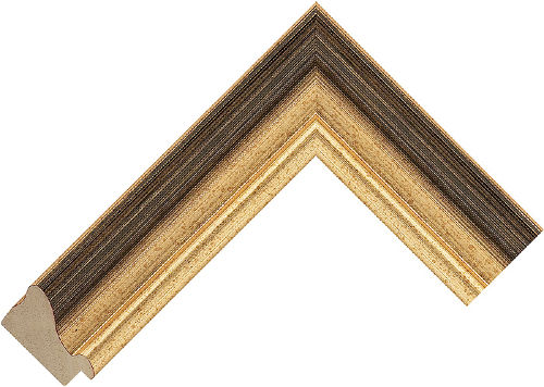 Corner sample of Gold/Black Spoon Ayous Frame Moulding