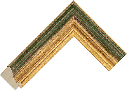 Corner sample of Gold/Green Spoon Ayous Frame Moulding