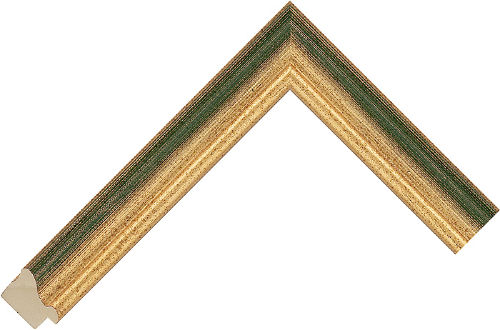 Corner sample of Gold/Green Spoon Ayous Frame Moulding