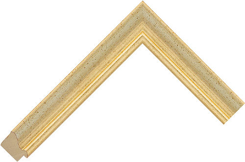 Corner sample of Gold/Ivory Spoon Ayous Frame Moulding