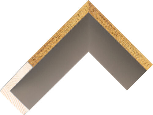 Corner sample of Brass Float Pine FJ Frame Moulding