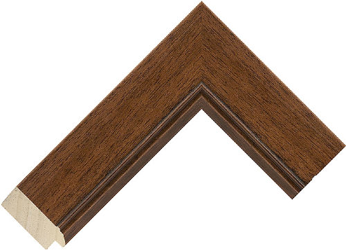 Corner sample of Walnut Flat Ayous Frame Moulding