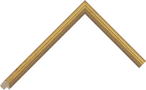 Corner sample of Gold Hockey Obeche Frame Moulding