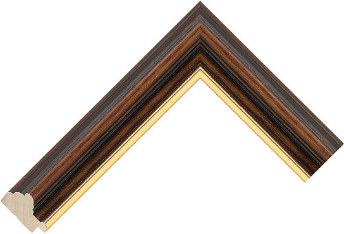 Corner sample of Walnut Spoon Ayous Frame Moulding